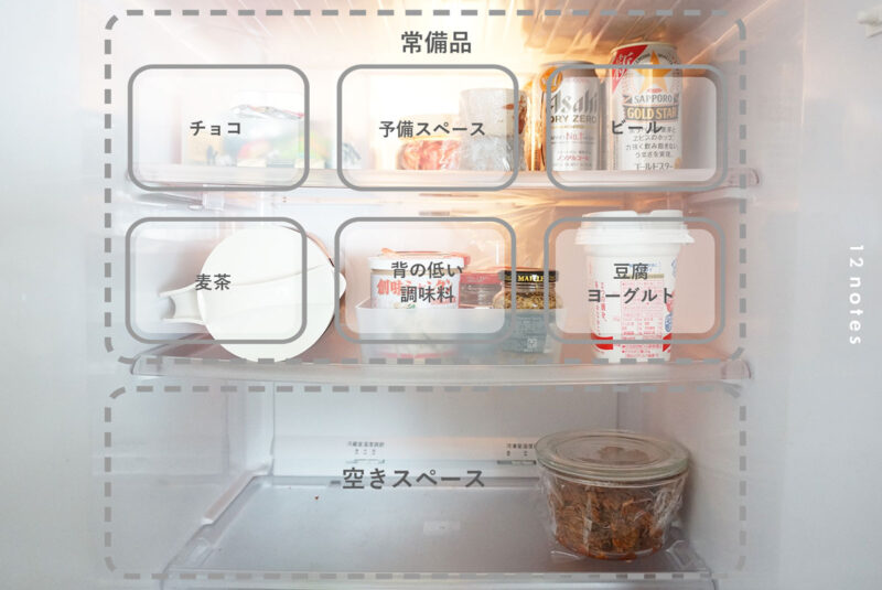 冷蔵庫のメインの棚の写真